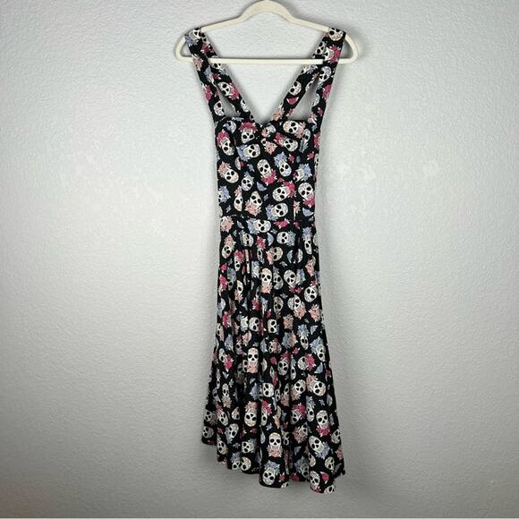Hell Bunny Muertos Day of the Dead Sugar Skull Dress Women's Small - Picture 2 of 9